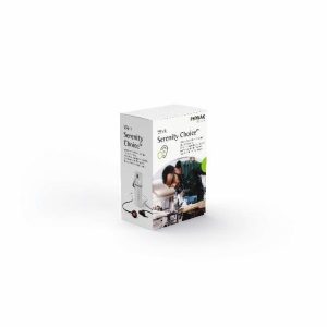 White boxed product labeled 'Serenity Choice' by Phonak on a white background, angled view.