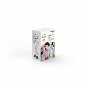 Boxed Serenity Choice product packaging, featuring a smiling man on the front and a product image on the left panel.